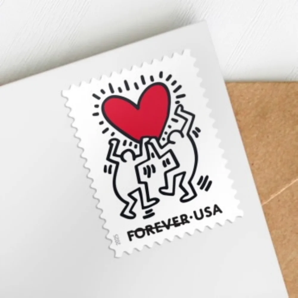 100 Love Keith Haring 2025 Forever Postage Stamps‎ USPS Wedding Party Invitation
